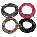 Seismic Audio - 4 Pack of Colored 20 Foot Woven Cloth Guitar/Instrument Cables
