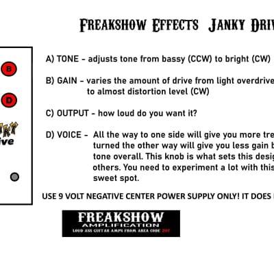 Freakshow Effects Janky Drive ( Zendrive based circuit ) Overdrive / Distortion image 5