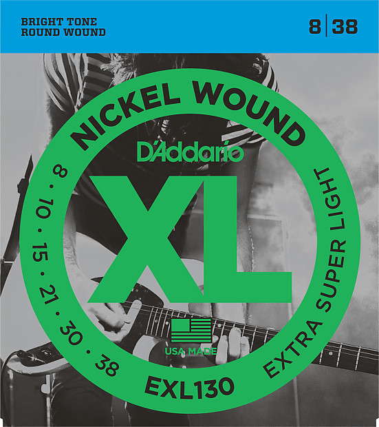 D'Addario EXL130 Nickel Wound Electric Guitar Strings, Extra-Super Light, 8-38 image 1