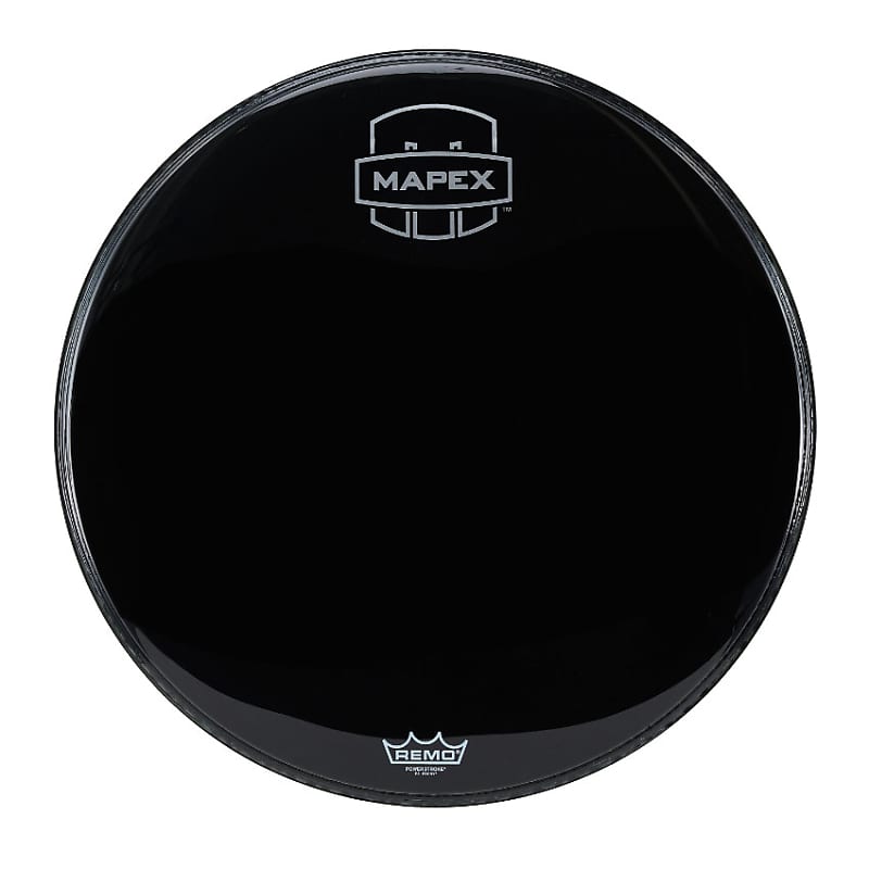 Mapex Bass Drum Logo Head 22" Black w/New Silver Logo Reverb