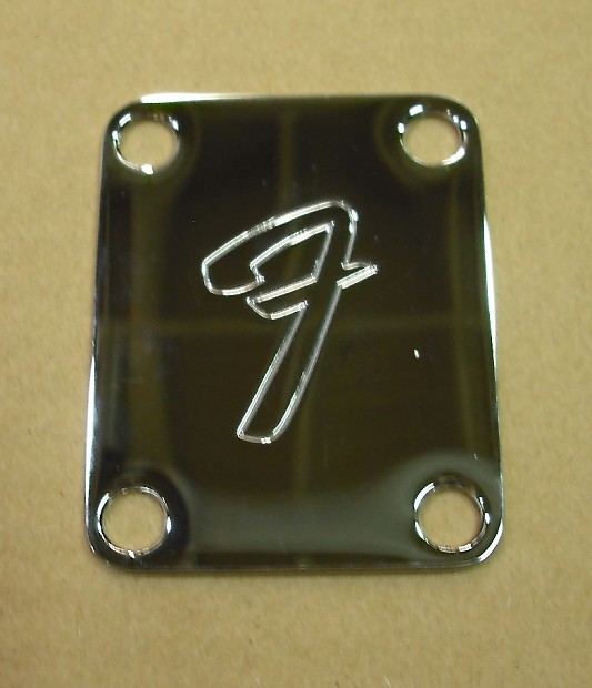NOS Fender '70s Style "F" Logo Neck Plate Chrome Reverb