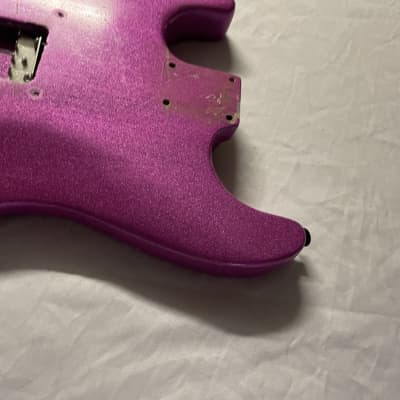 Unbranded Stratocaster Style Electric Guitar Body 2000s - Bubblegum Pink Sparkle image 10