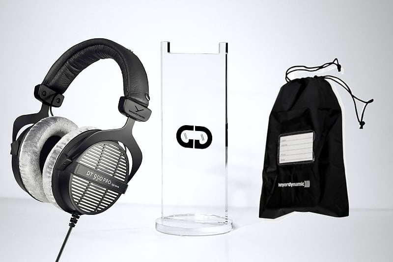 beyerdynamic DT 990 Pro 250 Ohm Open-Back Over-Ear  Headphone with Carry Bag  & Acrylic Stand Bundle image 1