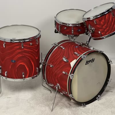 Leedy 20/13/16/5x14" Vintage 60's Drum Set - Red Satin Flame image 5