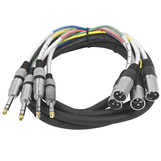 Seismic Audio SAXT-4x10M 4-Channel 1/4" TRS Male to XLR Male Snake Cable - 10' image 1