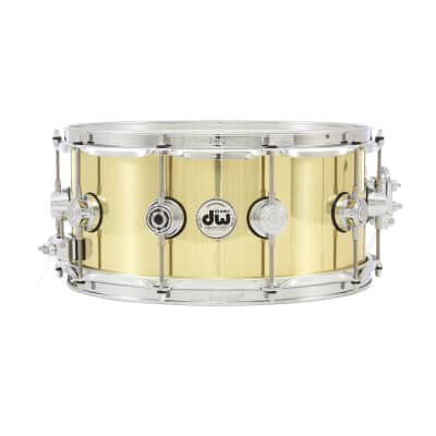DW 6.5x14 Polished Bell Brass Snare Drum w/ Chrome Hardware image 1