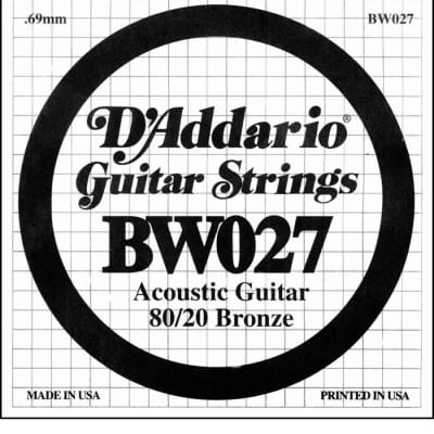 D'Addario BW027 Bronze Wound Acoustic Guitar Single String .027