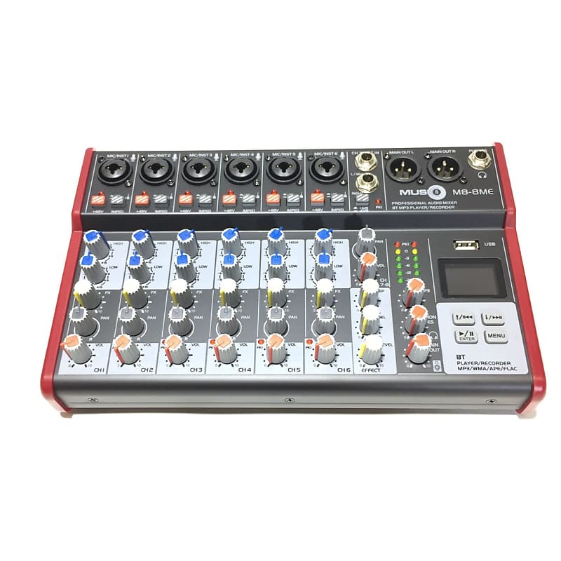 Music8 M8-8ME 8-Channel Mixer w/ Mic Effects, Bluetooth and USB image 1