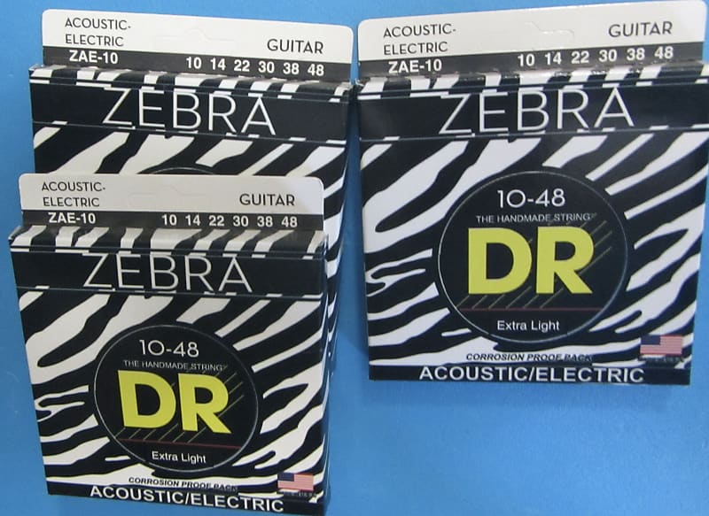 3 sets of DR Zebra ZAE10 guitar strings Reverb