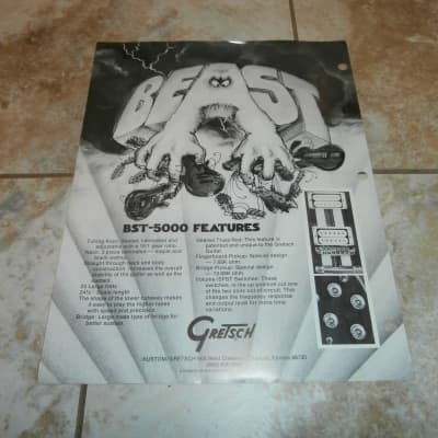 Vintage 1979 Gretsch BST-5000 Beast Guitar Flyer! Rare, Original Case Candy! image 2