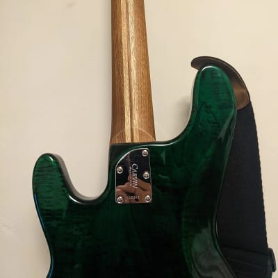 Kiesel P-Bass PB5 custom 5-string fretless bass 2015 Translucent Emerald Green 2015 Em image 3