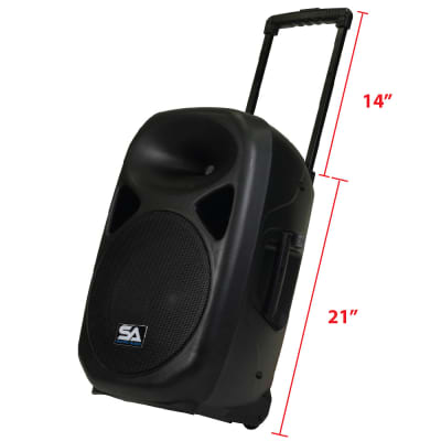 Pair of Powered 12" PA Speakers Rechargeable with 2 Mics Remote Bluetooth image 8