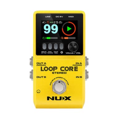 NuX Loop Core Stereo Looper Pedal  Guitar Bass 2023 - Yellow. New! image 1
