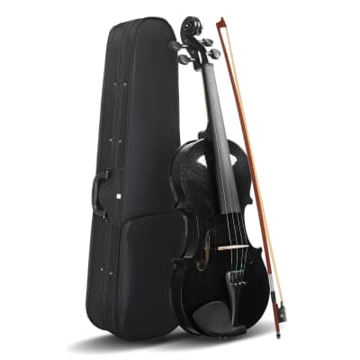 Unbranded Full Size 4/4 Violin Set for Adults Beginners Students with Hard Case, Violin Bow, Shoulder Rest, Rosin, Extra Strings 2020s - Black image 13