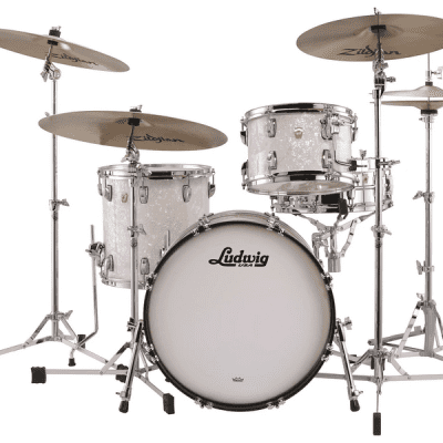 Ludwig Classic Maple White Marine Pearl Downbeat 14x20, 8x12, 14x14 Drum Shells Made in USA | Authorized Dealer image 2
