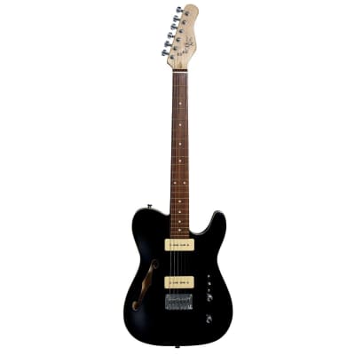 Michael Kelly 59 Thinline Semi-Hollow Electric Guitar (Gloss Black)(New) image 4