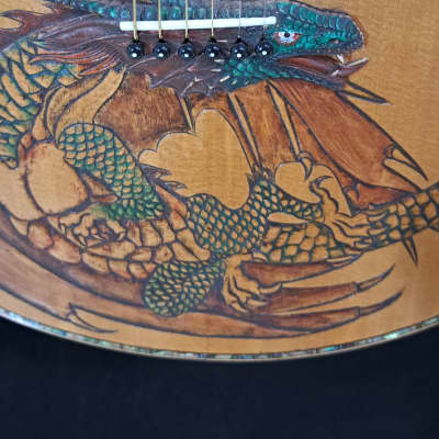 Blueberry NEW IN STOCK Handmade Acoustic Guitar Grand Concert Double Cutaway Dragon image 9