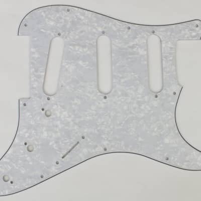 White Pearl 3 ply Scratch Plate Pickguard SSS to fit Fender Squier Affinity & generic Stratocaster guitars