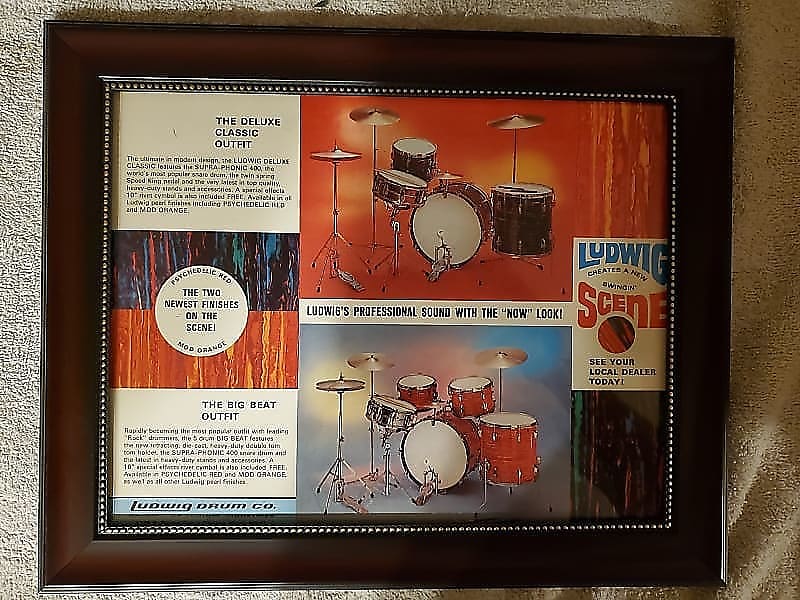 1968 Ludwig Color Promotional Ad Framed Mod Orange | Reverb