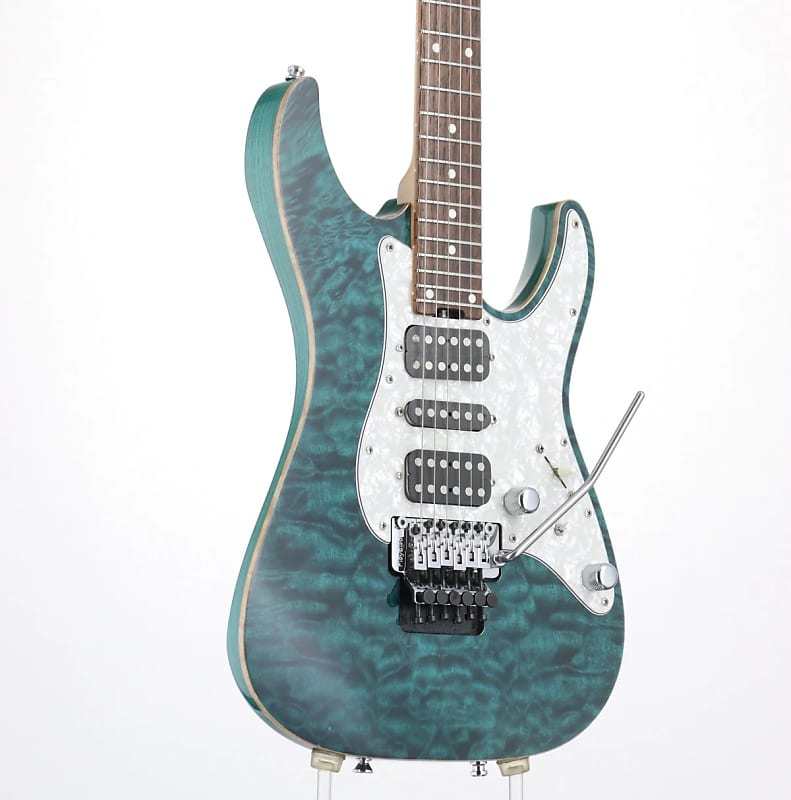 ギター SCHECTER EX-V-24 Black Turquoise SCHECTER EX V 24 CTM FRT Black Turquoise (S/N:110615) (07/26