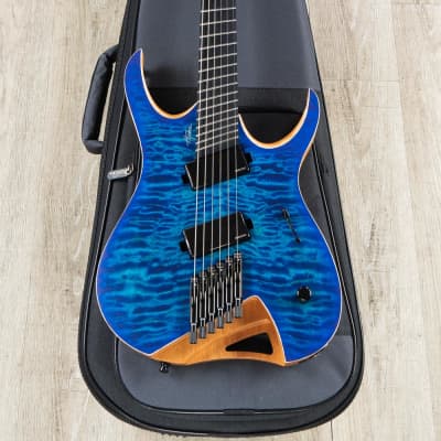 Mayones Hydra Elite VF 6 Multi-Scale Headless Guitar, Blue Satin, Quilt Maple Top, Fishman Fluence image 10