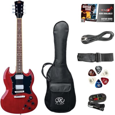 SX SG Style Electric Guitar Pack - Transparent Wine Red image 1
