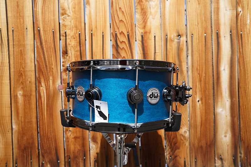 DW USA Collectors Series - Azure Satin Oil  - 6.5 x 14" Pure Maple SSC/VLT Snare Drum w/ Black Nickel Hdw. (2023) image 1