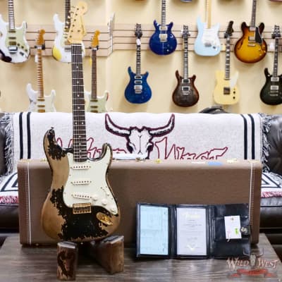 Fender Custom Shop Wild West Guitars 25th Anniversary 1960 Stratocaster Hardtail Madagascar Rosewood Fretboard Heavy Relic Black 7.20 LBS image 6
