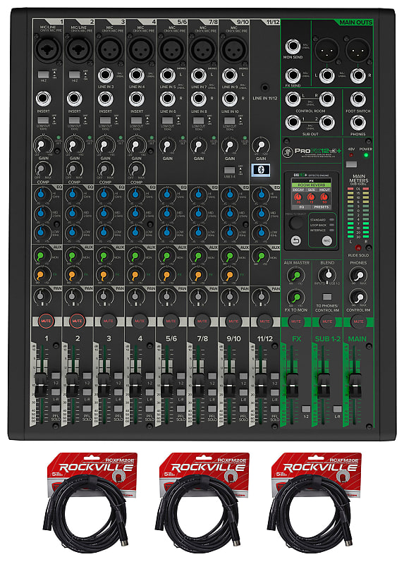 Mackie ProFX12v3+ 12-Ch. Mixer w/Enhanced FX/USB Recording/Bluetooth+XLR Cables image 1