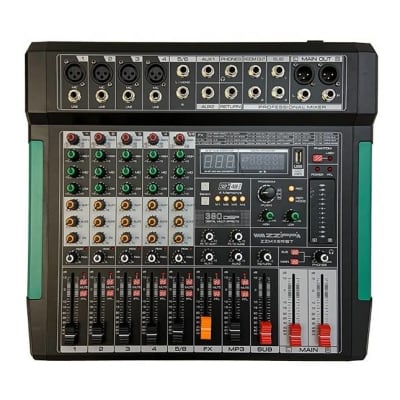 Mini Mixer Audio a 8 Canali DJ Live Console USB Registrazione Bluetooth XLR