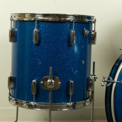 1960s Rogers Swingtime Blue Sparkle Pearl Drum Set image 5