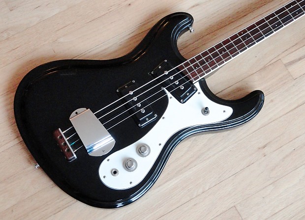 1970s Mosrite Firstman Vintage Electric Bass Guitar Black Mark I