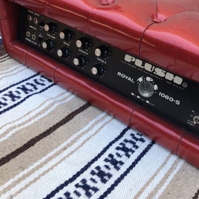 vintage 1960s Plush Tuck and roll Tube amp Red sparkle Royal 1060-S image 5