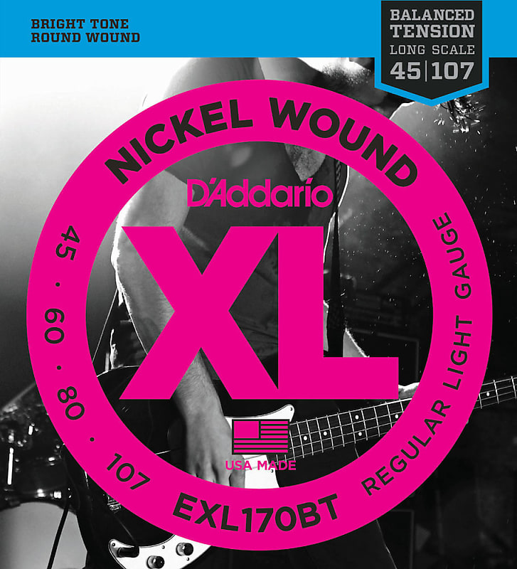 D'Addario EXL170BT  Bass Strings Balanced Tension Light 45-107 Long Scale image 1