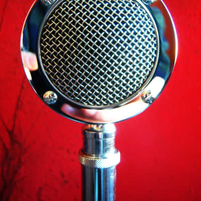 Vintage 1960's Astatic D-104 crystal "Lollipop" microphone Chrome w F-11 adapter & box Hi Z harp HAM radio JT30 T3 DR10 image 5