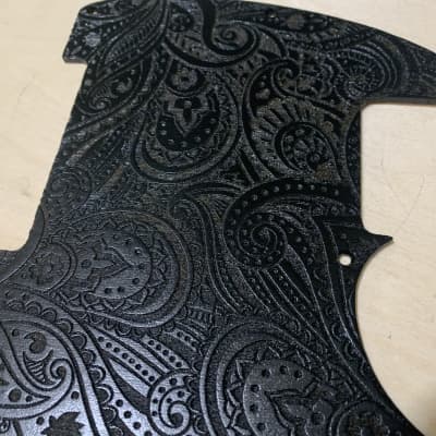 US made satin black paisley wood pickguard for esquire telecaster image 2