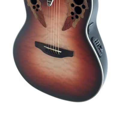 Ovation CE44LX-1R Exotic Celebrity Elite Plus Selected Figured Top Mid-Depth Lyrachord Body Nato Neck 6-String Acoustic-Electric Guitar w/Gig Bag For Left Handed Players image 4
