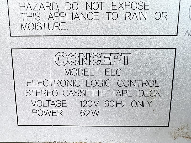 RARE CONCEPT ELC discount Stereo Cassette Deck As Is