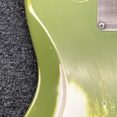 MJT Jazzmaster Left Handed - Vintage green over polar white relic Mystery Neck image 16