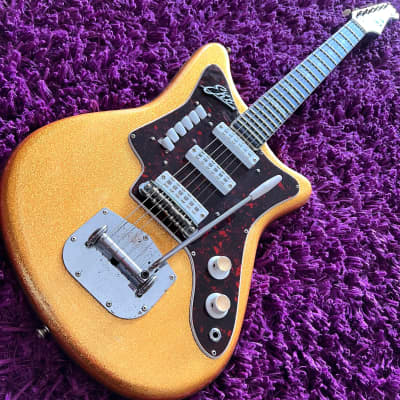 1962 Eko 500 3VTO Offset Electric Guitar Gold Sparkle (Made in Italy) (w/ OHSC) for sale