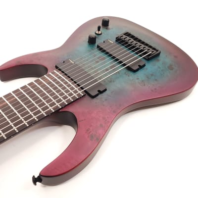 Agile 9 String  30" Scale Septor Elite 930 EB EMG-X Blue / Purple Burl Electric Guitar image 6
