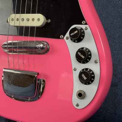 Killer 1970s Cort “Slammer” Mini-Electric Guitar in Nu-Glo Pink - MIJ (Teisco/Harmony H804) image 4