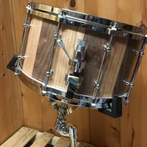 Hardcore Drums 14 x 7.5 Inch Black Walnut and Curly Cherry Stave Snare Drum image 1