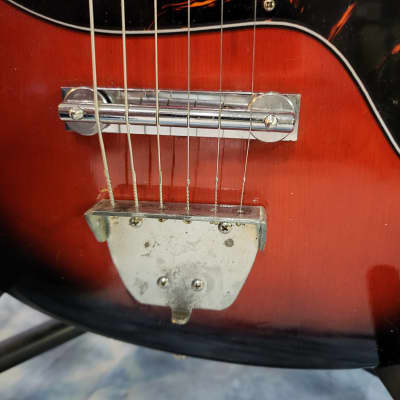 Vintage 1960's Teisco Noble Audition Single Red Foil Pickup Redburst Pro Setup New Strings image 3