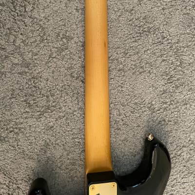 Warmoth black/gold theme Stratocaster partscaster, Fishman HSS pickups, Hipshot hardware, pro assembly image 8