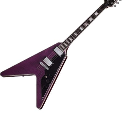 Schecter V-1 Custom Electric Guitar Trans Purple image 6
