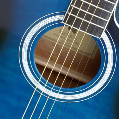 Indiana MAD-QTBL Madison Elite Deluxe Concert Cutaway Spruce Top 6-String Acoustic Electric Guitar - Quilt Blue image 6