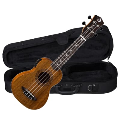 Luna Vintage Mahogany Soprano electric ukulele - preamp & tuner - NEW w/ Light CASE for sale