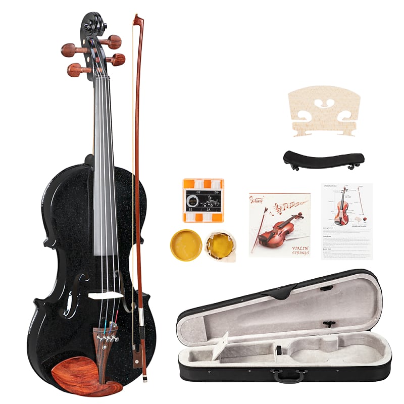 Glarry GV103 4/4 Spruce Panel Violin 2020s - Matte Black image 1