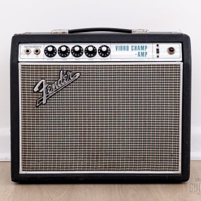 1968 Fender Vibro Champ Drip Edge Vintage Class A Tube Amp, Near Mint w/ Black Panel Circuit image 2